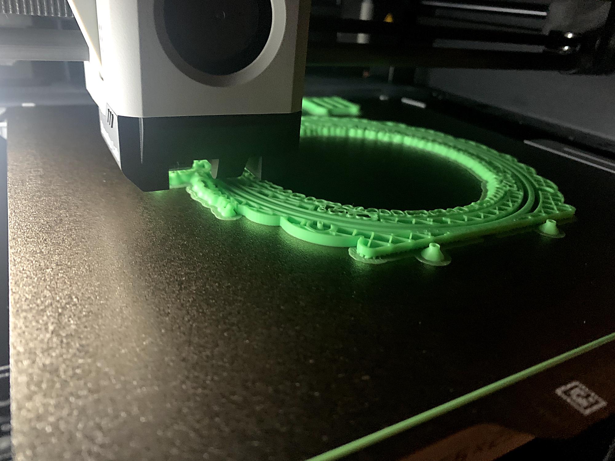 Photo 7: Antenna and wire assembly during 3D printing.