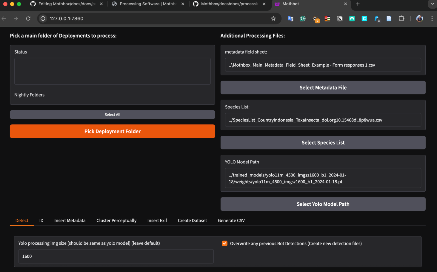 The new Mothbeam UI as it appears on a user's screen.